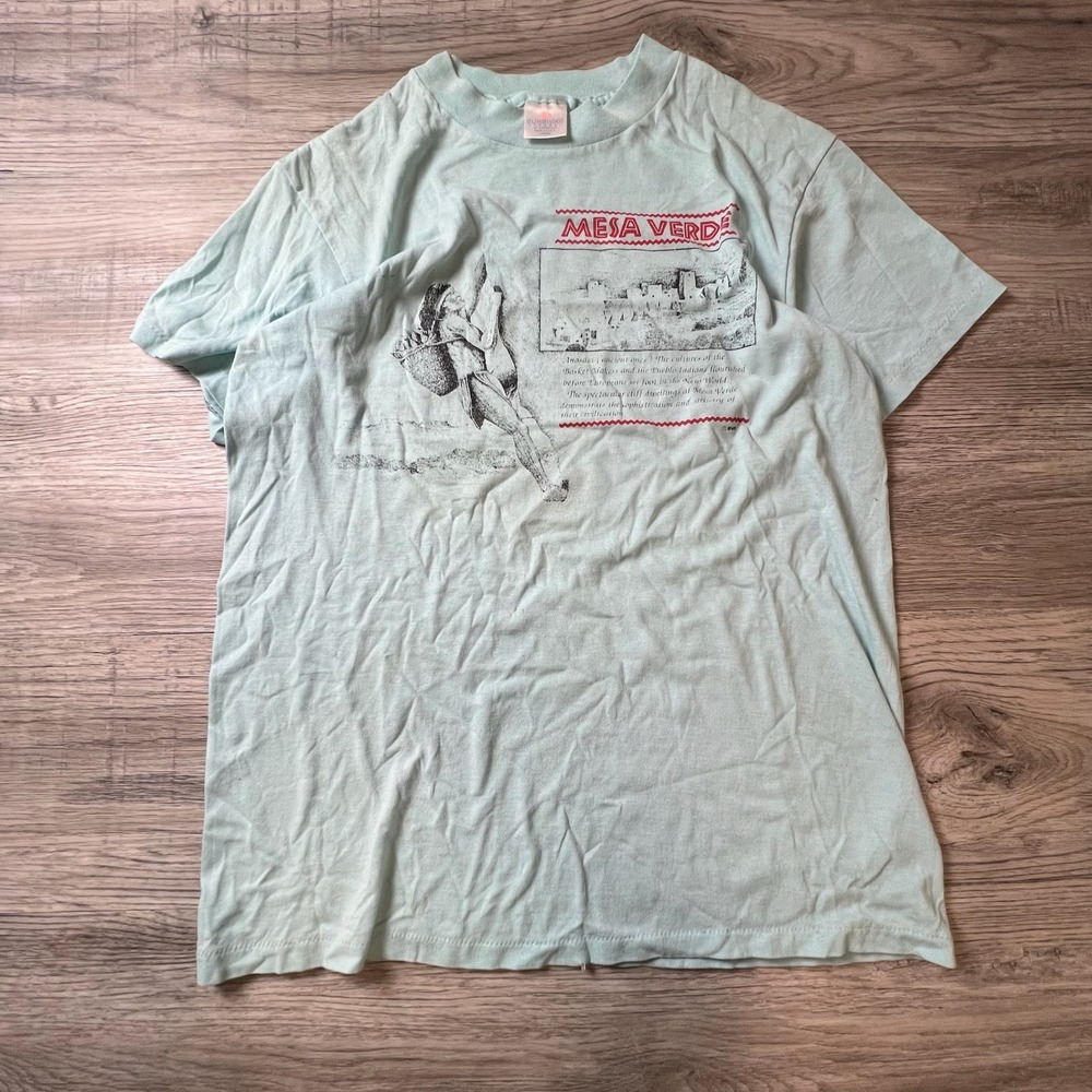Sunshine Apparel Mesa Verde T-Shirt Mens Large Light‎ Blue Vintage Single Stitch